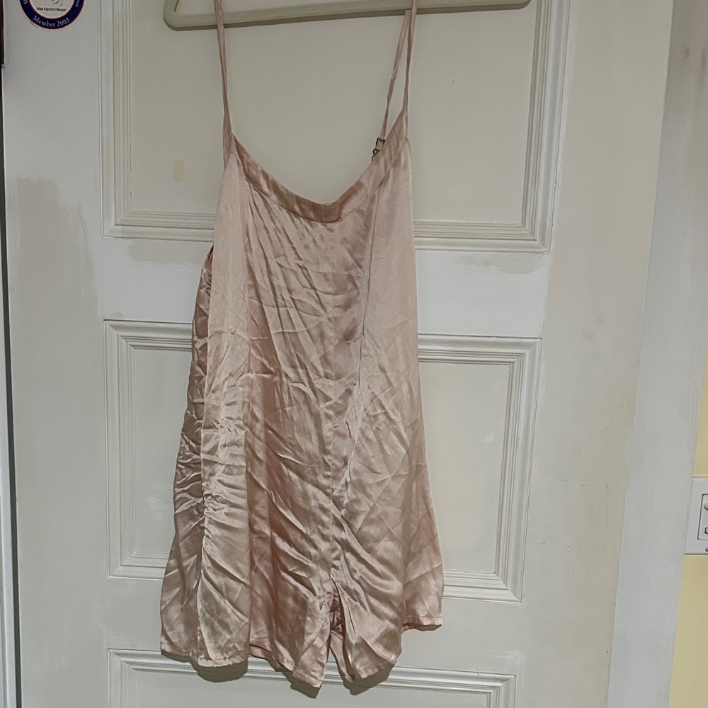 Elegant Pink Satin Slip Romper